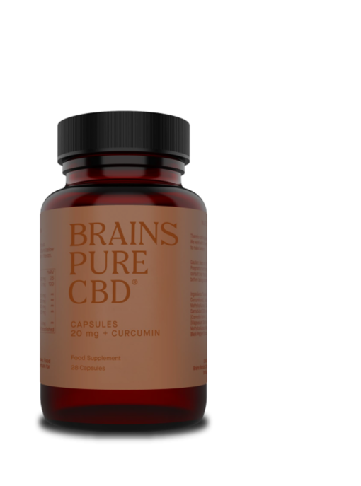 Pure Brains CBD Capsules 20mg Curcumin 28s